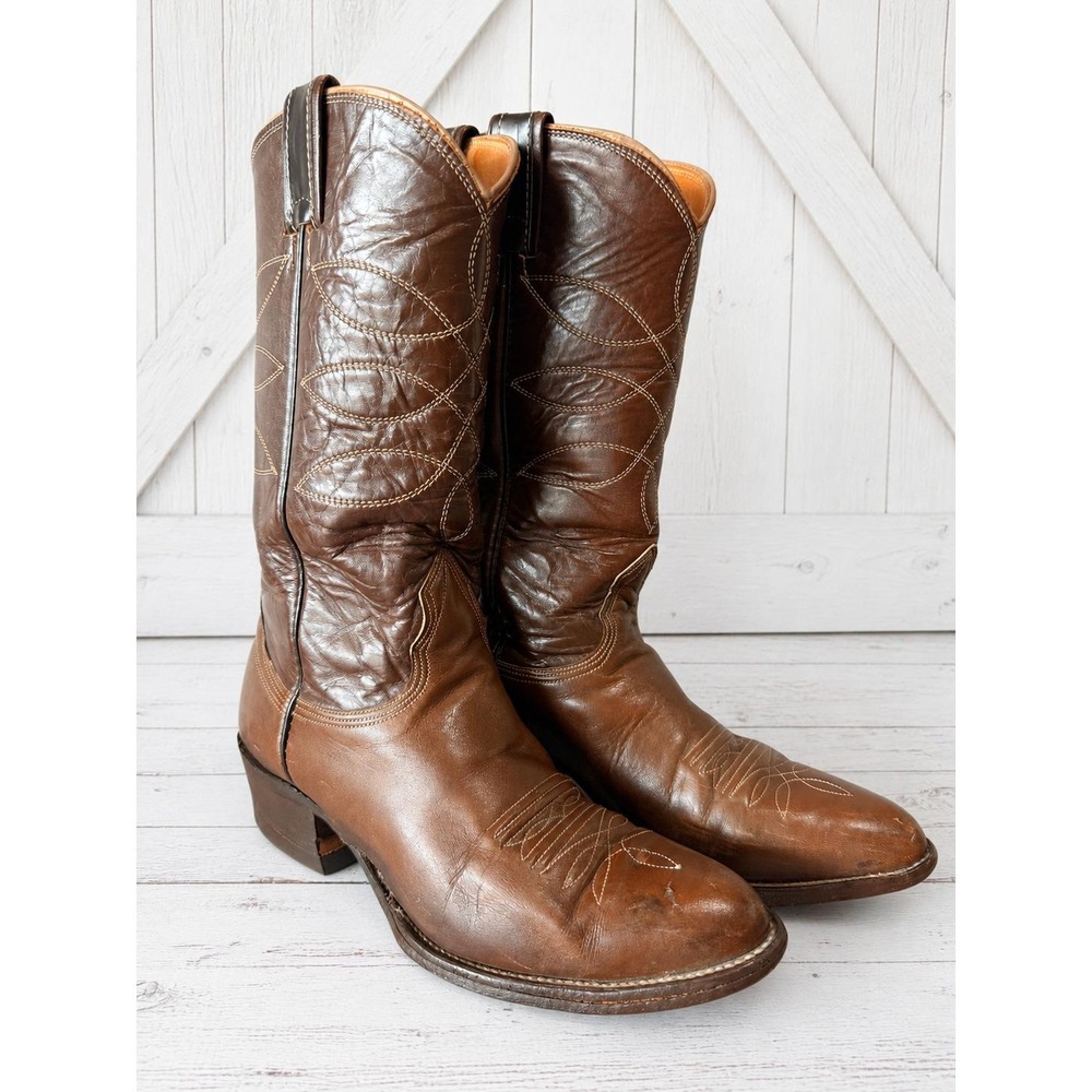Vintage‎ Nocona Cowboy Boots Chocolate Brown 1970s Men's 9 D Style 4761
